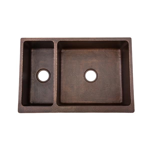 Premier Copper Products Copper Kitchen Sink with Drain and Accessories - 33-in