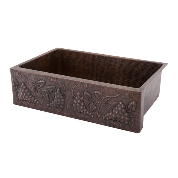 Premier Copper Products Copper Kitchen Sink with Faucet and Drain - 33-in