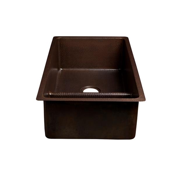 Premier Copper Products Copper Double Sink with Divider - 33-in