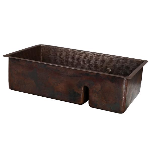 Premier Copper Products Copper Double Sink with Divider - 33-in