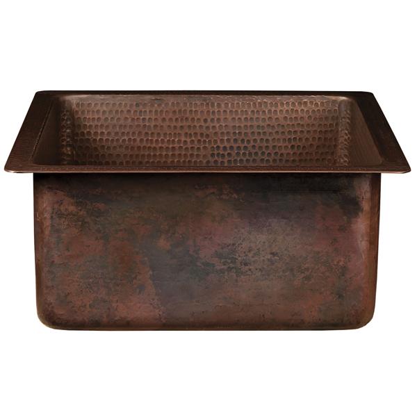 Premier Copper Products Square Copper Sink with Drain - 16-in