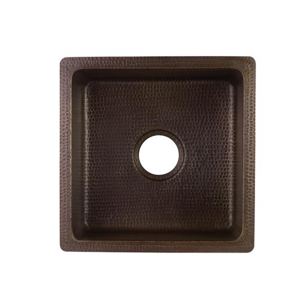 Premier Copper Products Square Copper Sink with Drain - 16-in