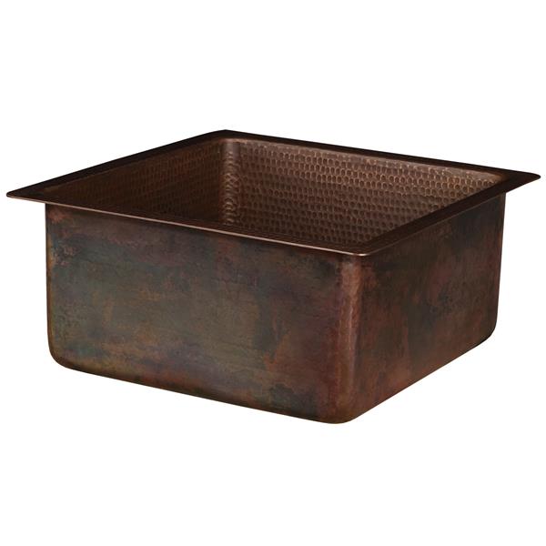 Premier Copper Products Square Copper Sink With Drain 16 In BS16DB3   330651638 MainImage 001 L 