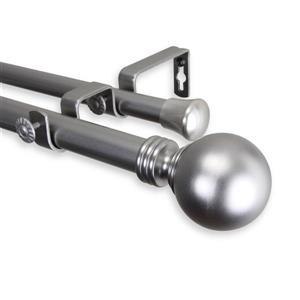 Tringle à rideaux double Globe, 66-120 po, 1 po, nickel