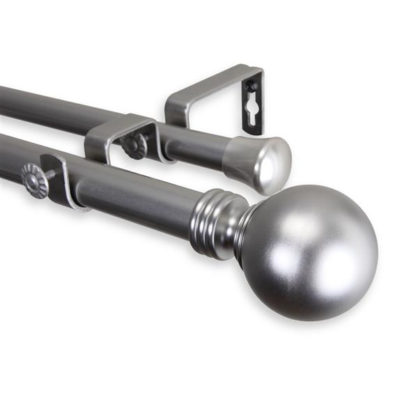 Rod Desyne Globe Double Curtain Rod - 28-48-in - 1-in - Nickel