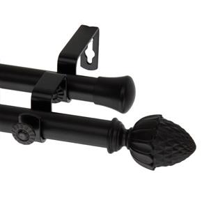 Rod Desyne Acorn Double Curtain Rod - 48-84-in - 13/16-in - Black