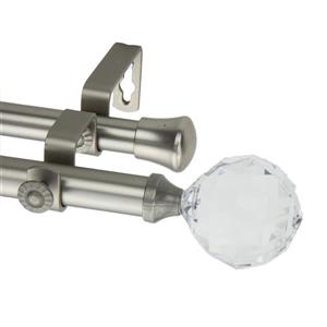 Rod Desyne Faceted Double Curtain Rod - 66-120-in - 13/16-in - Nickel