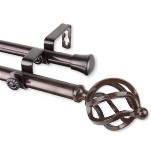 Rod Desyne Twist Double Curtain Rod - 66-120-in - 13/16-in - Cocoa
