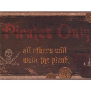 York Wallcoverings Kids Vintage Pirate Marquees Wallpaper - Blue/Brown