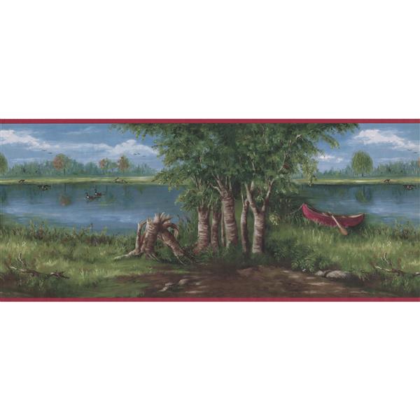 Retro Art Vintage Lake and Forest Wallpaper Border RONA