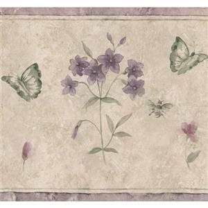 Norwall Abstract Flowers and Butterflies Wallpaper - Beige