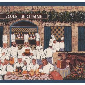 York Wallcoverings Vintage French Restaurant and Cooks Wallpaper - White