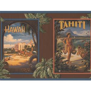 York Wallcoverings Retro Beach Wallpaper Border - Brown