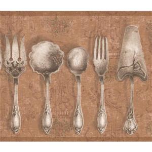 York Wallcoverings Vintage Kitchen Tableware Wallpaper - Brown