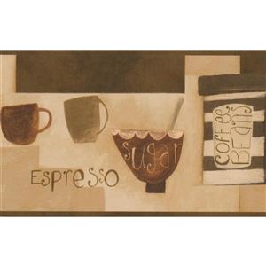 Norwall Coffee Cups Kitchen Bar Wallpaper Border - Beige
