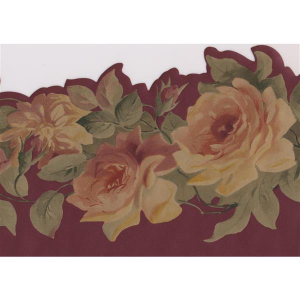 Norwall Roses on Vine Wallpaper Border - Pink/Yellow | RONA