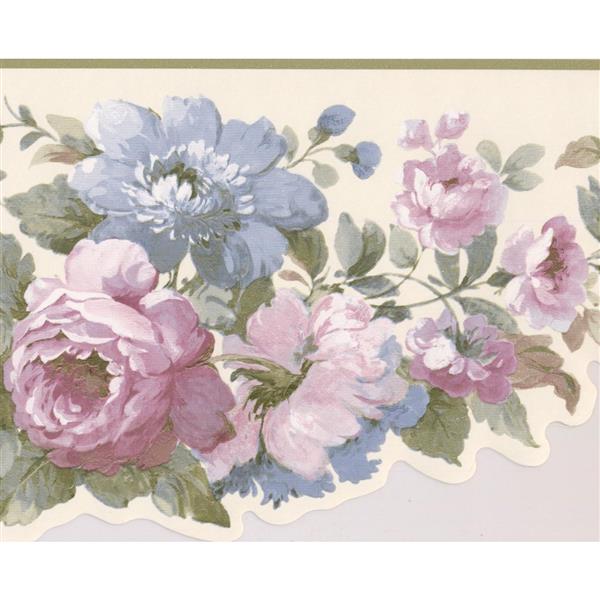 York Wallcoverings Floral Bouquet Wallpaper Border - Pink/White | RONA