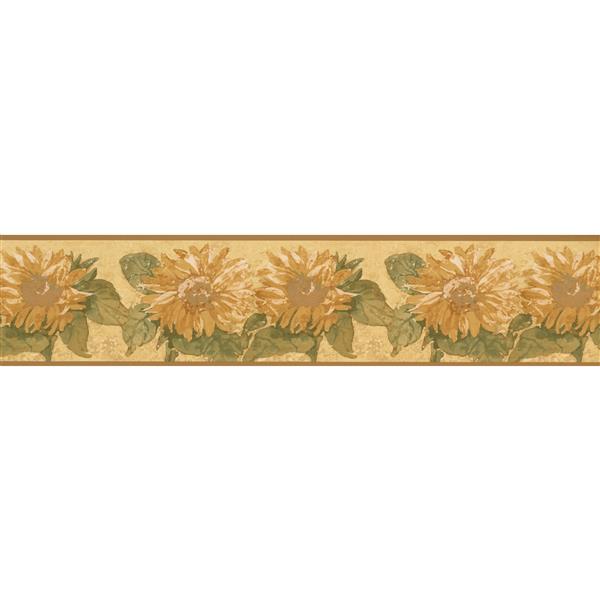 Norwall Retro Floral Wallpaper Border - Yellow | RONA