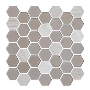 Ceratec Lifestyle Exagon Wall Tiles - 12" x 12" - Glass - Taupe - 15 pcs
