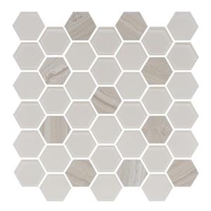 Ceratec Lifestyle Exagon Wall Tiles - 12" x 12" - Glass - Cream - 15 pcs
