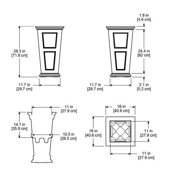 Jardinière haute Fairfield, 16 po x 28,5 po, plastique, blanc