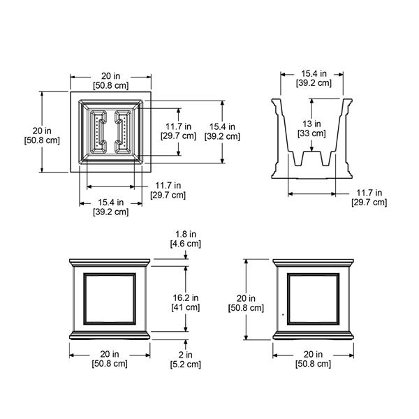 Jardinière Fairfield, 20 po x 20 po, plastique, blanc