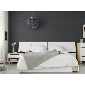 Nexera Scandi 3 Piece Queen Size Bedroom Set, Natural Maple & White