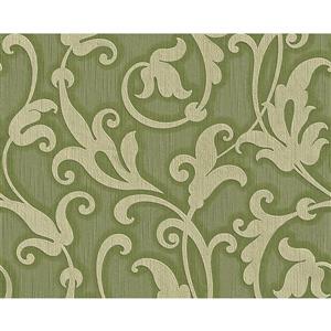 A.S. Creation Tessuto Baroque Wallpaper Roll - 21 -in - Green