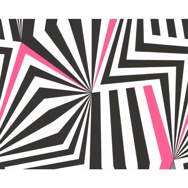 . Creation Modern Abstract Wallpaper Roll - 21-in - Geometric - Pink/ Black/White | RONA