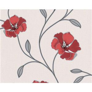 A.S. Creation Textile Flower Wallpaper Roll - 21 -in - White
