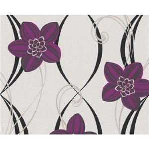 A.S. Creation Textile Flower Wallpaper Roll - 21 -in - White