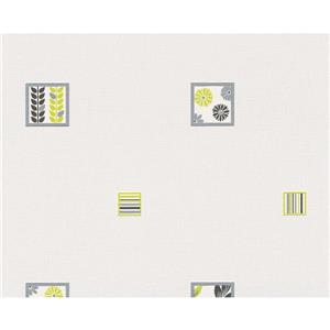 A.S. Creation Modern Abstract Wallpaper Roll - 21-in - Grey/Green Pattern - White