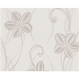A.S. Creation Textile Flower Wallpaper Roll - 21 -in - White