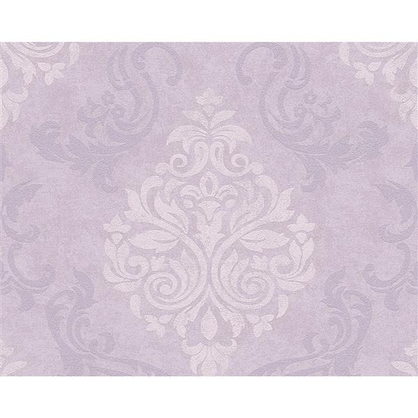 . Creation Romantic Cottage Damask Wallpaper Roll - 21-in - Light Purple  | RONA