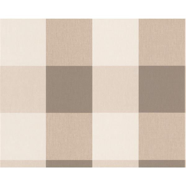 . Creation Elegance 2 Wallpaper Roll - 21-in - Check Pattern - Brown/Beige  | RONA