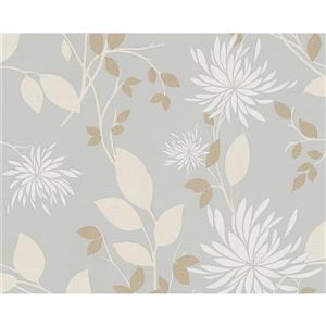 A.S. Creation Hollywood Floral Wallpaper Roll - 21-in - Grey