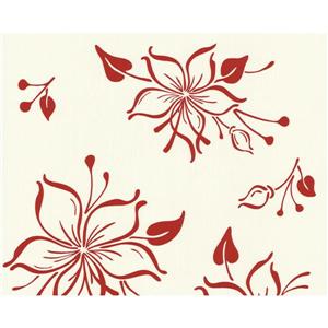 A.S. Creation Happy Hour Collection Wallpaper Roll - 21-in - Floral Pattern - Cream and Red