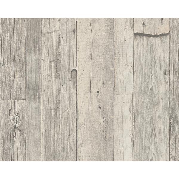 A.S. Creation Dekora Natur 6 Wallpaper Roll - 21-in - Wood Design - Light Grey