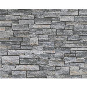 A.S. Creation Dekora Natur 6 Wallpaper Roll - 21-in - Real Stone Effect - Dark Grey