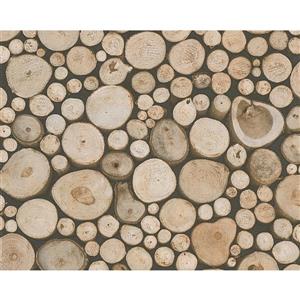 A.S. Creation Dekora Natur 6 Wallpaper Roll - 21-in - Wooden Log Design - Beige