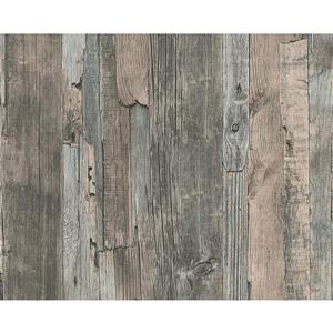 A.S. Creation Deco World Wallpaper Roll - 21-in - Faux Wood Design - Grey/Brown