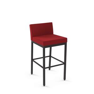 Amisco Fairfield 30-in Bar Stool - Red Polyester - Dark Brown Metal
