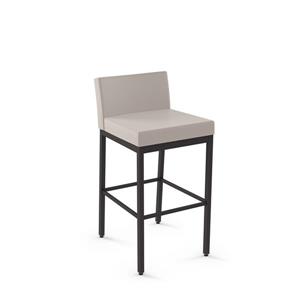 Amisco Fairfield 30-in Bar Stool - Cream Faux Leather - Dark Brown Metal