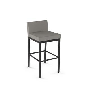 Amisco Fairfield 30-in Bar Stool - Taupe Grey Faux Leather - Dark Brown Metal