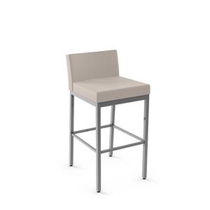 Amisco Fairfield 30-in Bar Stool - Cream Faux Leather - Glossy Grey Metal