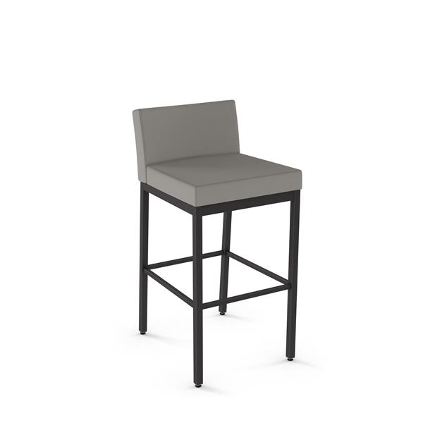 Amisco Fairfield 26-in Counter Stool - Taupe Grey Faux Leather - Dark Brown Metal