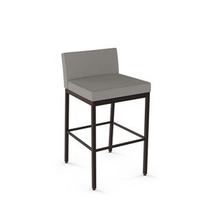 Amisco Fairfield Plus 30-in Bar Stool - Taupe Grey Faux Leather - Dark Brown Metal