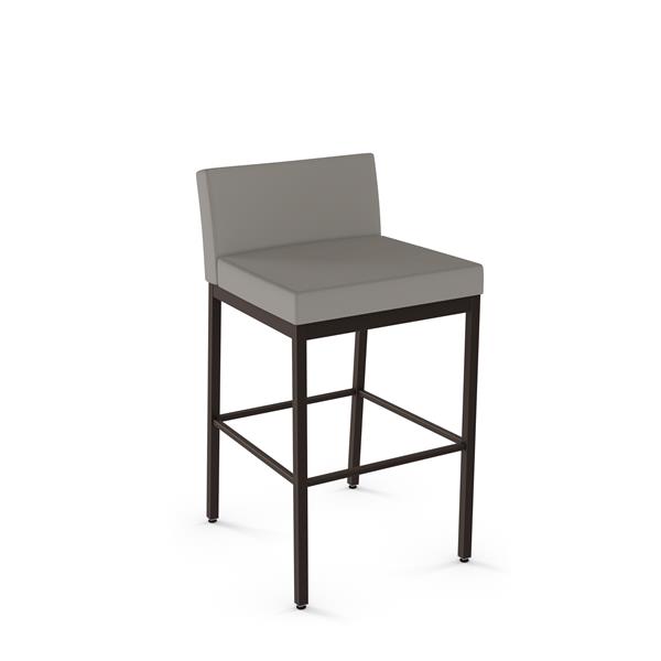 Amisco Fairfield Plus 26-in Counter Stool - Taupe Grey Faux Leather - Dark Brown Metal