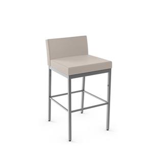 Amisco Fairfield Plus 26-in Counter Stool - Cream Faux Leather - Glossy Grey Metal