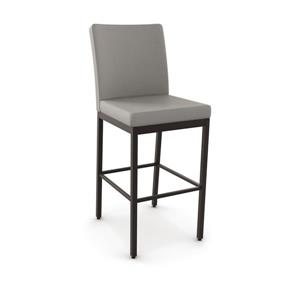 Amisco Perry 30.25-in Bar Stool - Taupe Grey Faux Leather - Dark Brown Metal